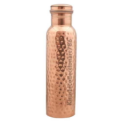 Copper Water Bottle Hammered Drinking Tumbler Ayurvedic Health Benefits Set Of 2 - Picture 2 of 8