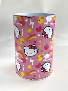 Hello Kitty Piggy Bank Coin Jewelry Tin Money Box Case NWT pink rainbow bird
