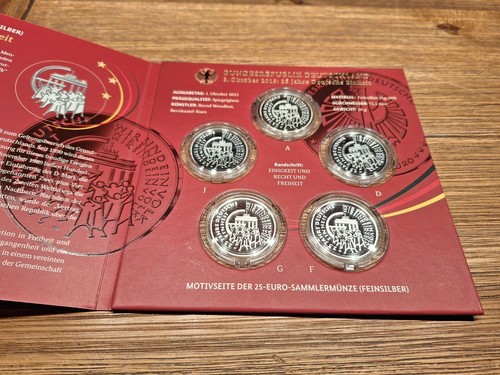 25 Euro Sammlermünzenset PP 25 Jahre Deutsche Einheit 2015 BRD Set - Bild 2 von 3