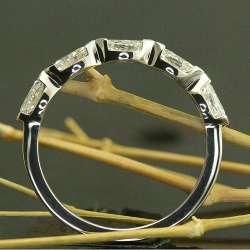 0.8Ct Marquise Cut Moissanite Stone Engagement Wedding Ring 14K Solid White Gold - Picture 4 of 8