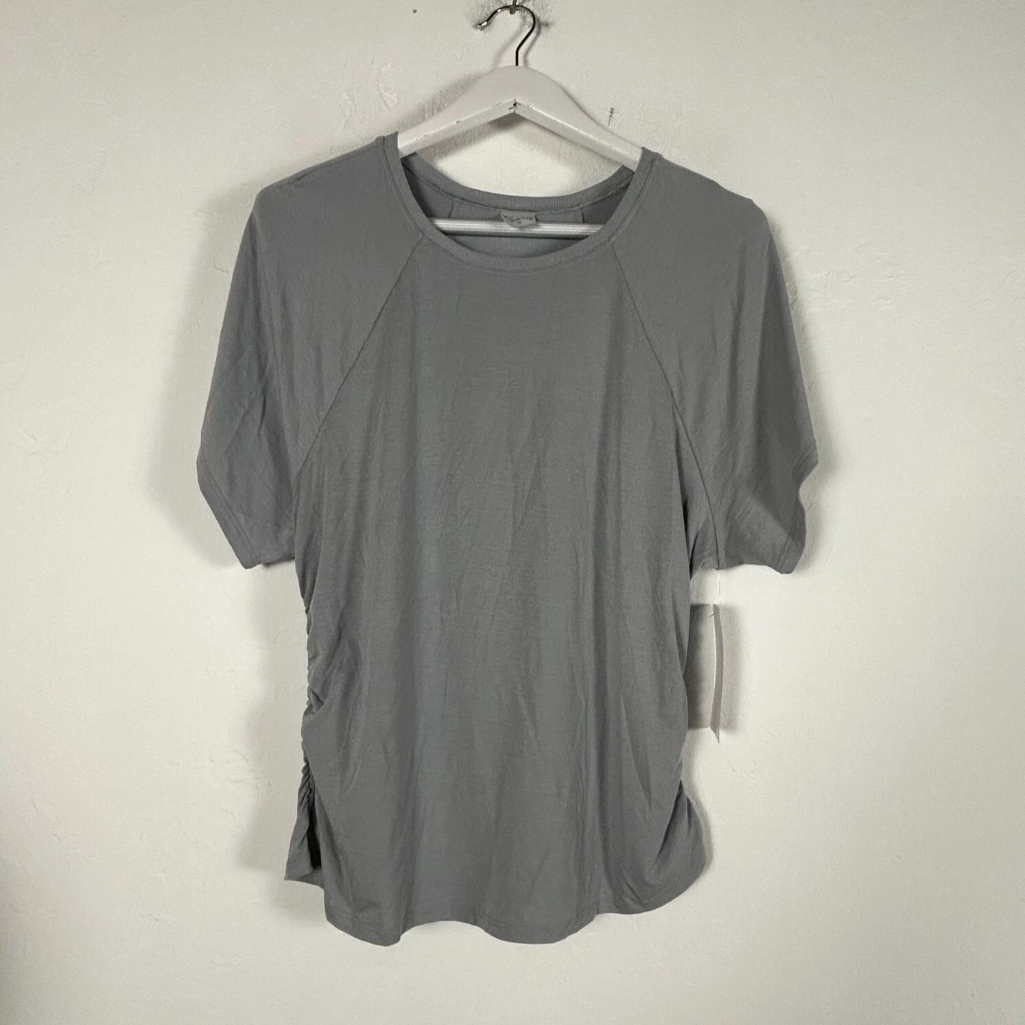 Athleta Women With Ease Cinch Tee Medium Short Sleeve Breathable Gray Active New