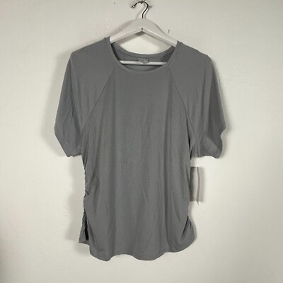 Athleta Women With Ease Cinch Tee Medium Short Sleeve Breathable Gray Active New