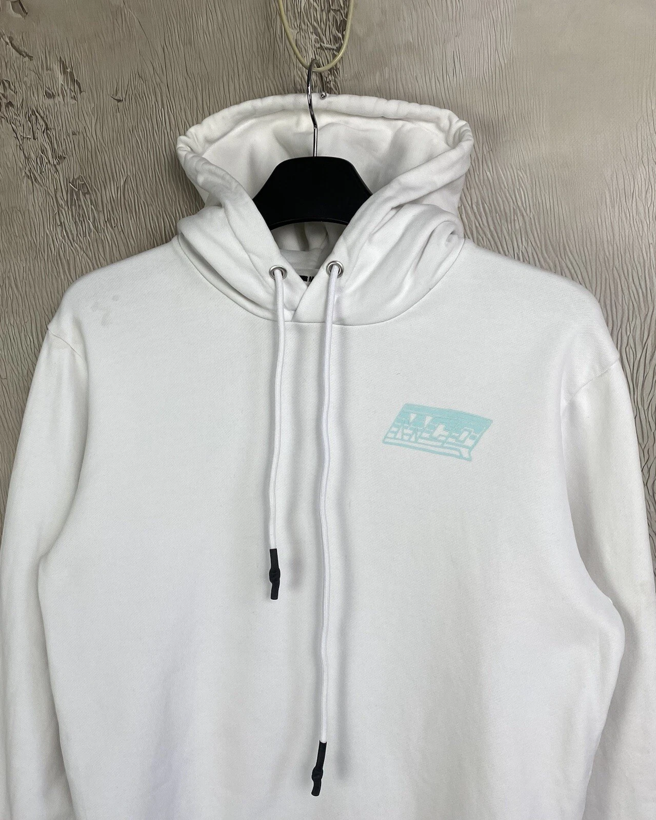 Felpa con cappuccio grande logo Alexander McQueen Mcq bianca sbiadita taglia S