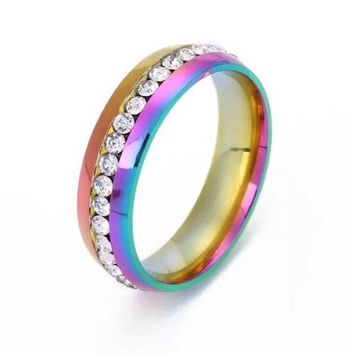 Women Silver Gold Stainless Steel Ring Wedding Engagement Ring Christmas Gifts - Picture 9 of 10