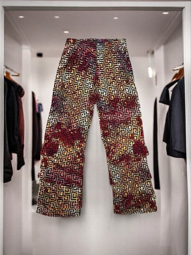 Women’s Dress Pants Plus Size Multicolor Fashion Print Stacked Wide Leg Sz 3X - Picture 1 of 7