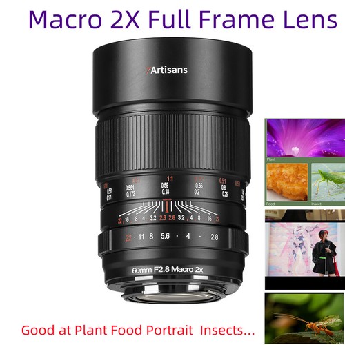 7artisans 60mm F2.8 Macro 2X Full Frame Lens for Sony FE E mount Camera A7RV A9 - Picture 1 of 23