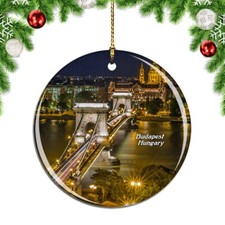 Hungary Chain Bridge Budapest Christmas ornament city travel souvenir