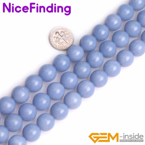 "Cuentas de piedra redondas anglita azul natural de 6 mm 8 mm 10 mm 12 mm para hacer joyas 15" - Imagen 19 de 20