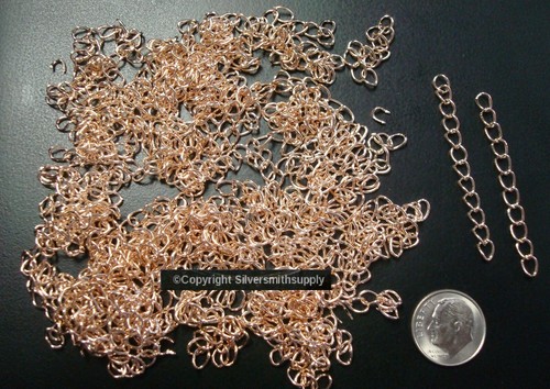 Necklace Extenders Lt Rose Gold Plated 1  1/2-2 in cable link 5.5mm 100pcs CH096 - Picture 4 of 4