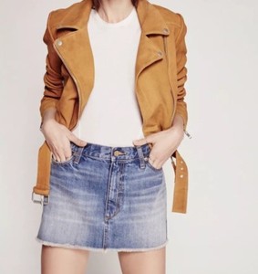 denim skirt with frayed hem