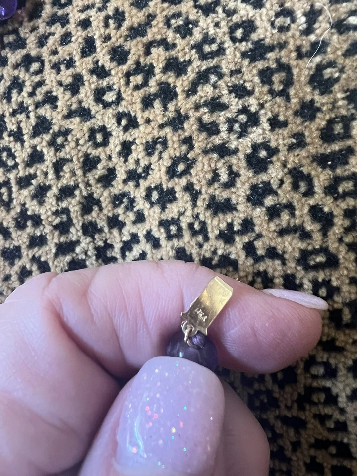 14 克拉金紫水晶和珍珠结珠项链 34 英寸从扣到扣 — 第 2/4 张图片