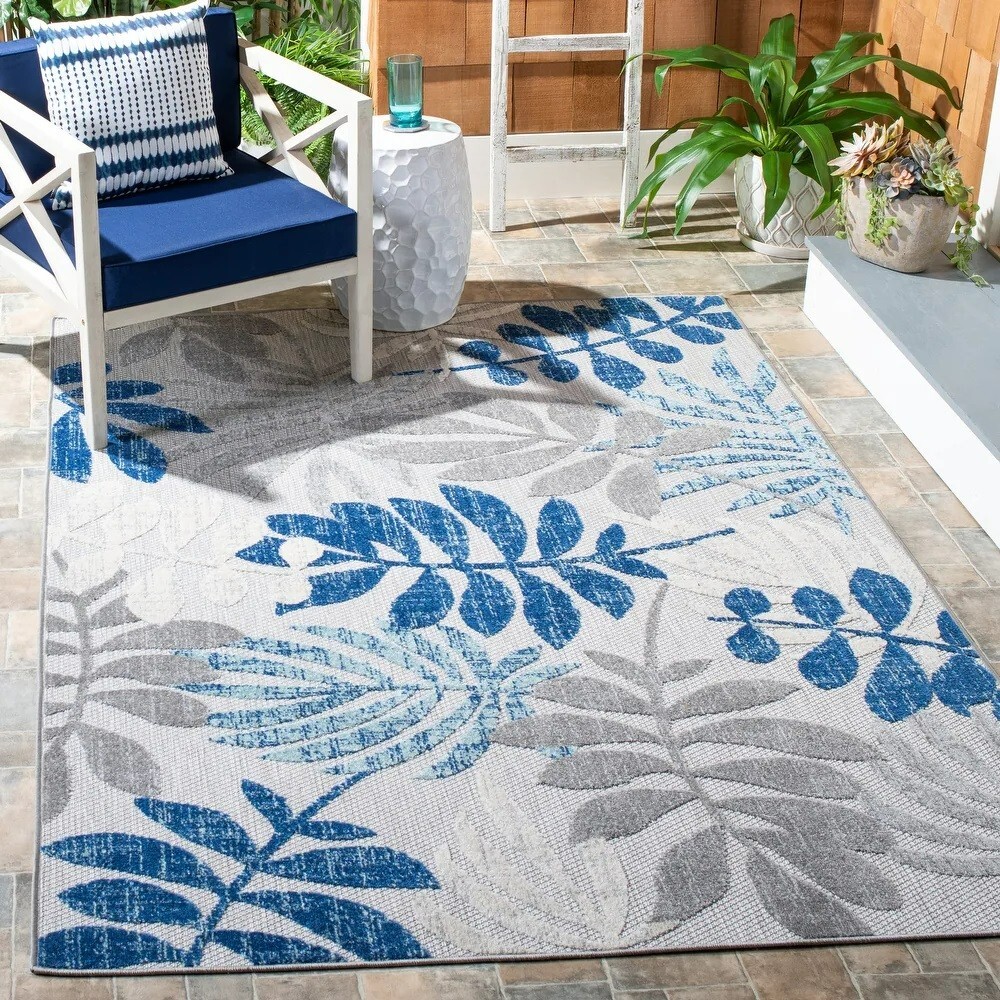 New 8x10 Outdoor Blue Cabana Rug Waterproof Floral Patio Mat