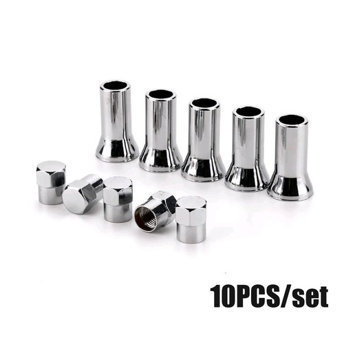 10X TR414 Chrome Car Truck Tire Wheel Tyre Valve Stem Hex Cap with Sleeve Cover - Picture 2 of 12