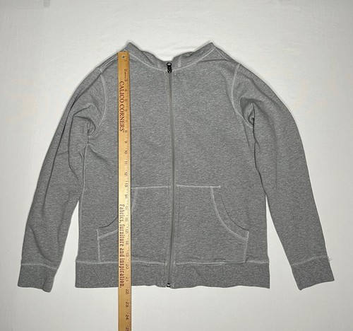 Hanna Andersson French Terry Hoodie Sweatshirt full zip Girls 12 Gray Cotton - Picture 3 of 5