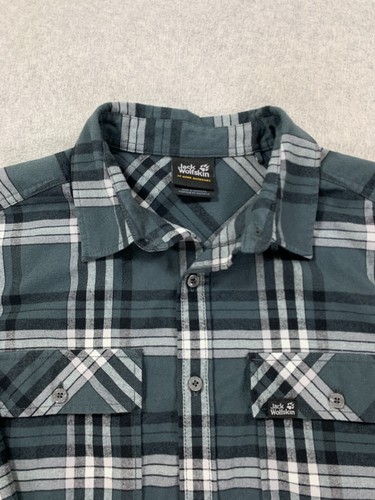 Jack Wolfskin Long Sleeve Plaid Button Down Shirt (Men's Small) Blue/Gray - Picture 2 of 12