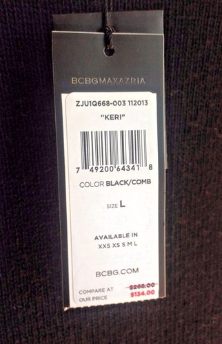 ¡NUEVO CON ETIQUETAS! SUÉTER DE PUNTO MANGA LARGA CON TACHUELAS NEGRO "KERI" BCBGMaxazria para mujer ~ $268 - Imagen 5 de 10