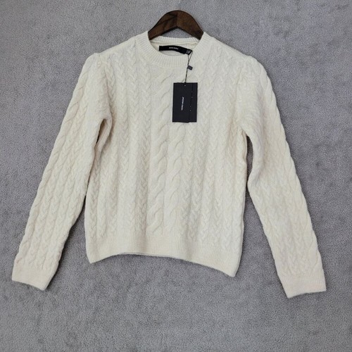 NWT Vero Moda Womens Cable Knit Sweater Medium Cream Polyester Polyamide JPT