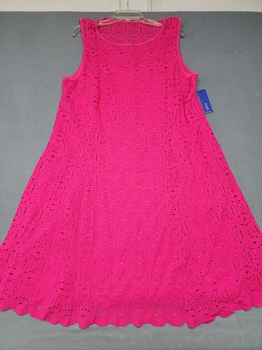 NWT ~ APT.9 Woman's 2X Sleeveless Cut-Out Layered Dress Raspberry Pink $64 - 第 3/7 張圖片