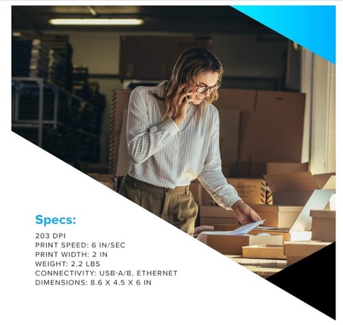 ZEBRA ZD410 Direct Thermal Monochrome Desktop Printer Print Width of 2 in USB Et - Picture 6 of 7