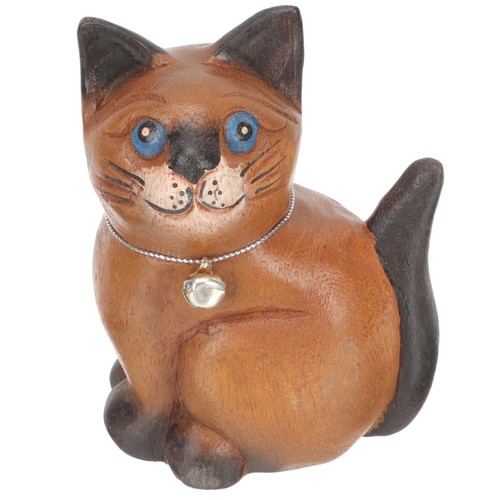 Adornos de gatito tallados en madera estatuillas de gato miniatura estatua de madera - Imagen 11 de 12