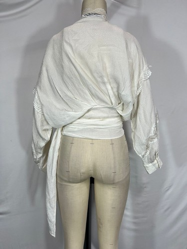 Iro Jarl Lace-Trimmed Satin-Jacquard Wrap Top In Viscose Women White Size 38 - Picture 8 of 9