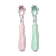 OXO TOT Feeding Spoon Set W Soft Silicone Opal and Blossom 2 Count Pack of 1