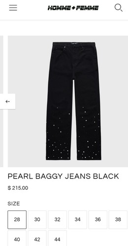 Homme + Femme Pearl Baggy Jeans Black sz 36. ($215 online now)