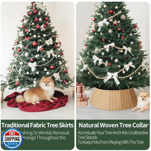 Christmas Tree Collar, 28in Farmhouse Detachable Handwoven Christmas Tree Bas - Picture 5 of 5