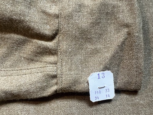 WWII US Army Shirt Flannel OD Coat Style Special (14.5X33) Tan Green Wool 1940’s - Picture 5 of 20