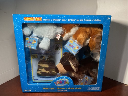 Ganz Webkinz Combo Pack 2 Webkinz, 1 Lil Kinz Hippo Fox Mocha Pup New NIB RARE - Picture 1 of 6