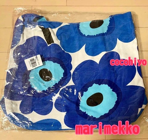 Marimekko Unikko Blue & White Pieni Unikko Pattern Shoulder Bag Cotton Canvas Ne - Picture 22 of 24