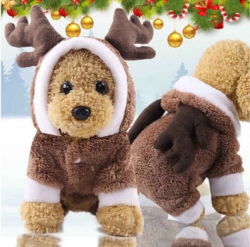Pet Cat Santa Costume Dog Christmas Coat Warm Outfit Clothes Hoodie Jumper Xmas - Picture 7 of 15