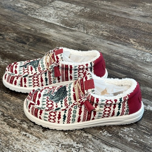Hey Dude Shoes Men Size 13 Wally Merry Fishmas Sweater Lace Up Loafers Comfy NWT - Picture 11 of 12