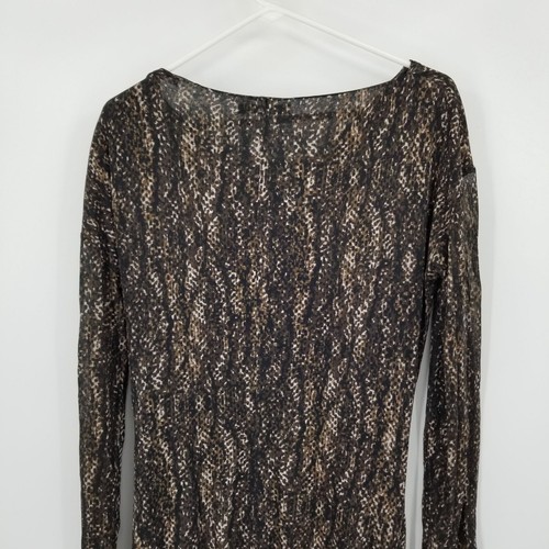 Max Mara Long Sleeve Women Ruched Draped Midi Dress Snake Slimming Italy Luxury - Picture 10 of 11