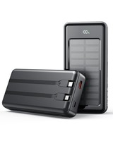 Solar Powerbank 27000Mah, Power Bank Mit 2 Kabeln, 22,5W Schnelllade Schwarz