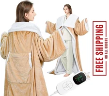 Wearable Heated Blanket Electric Snuggle with Foot Pocket/Sleeves, 59x70 Inch...