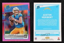 2020 Panini Donruss Optic Rated Rookies Pink Prizm Justin Herbert #153 Rookie RC