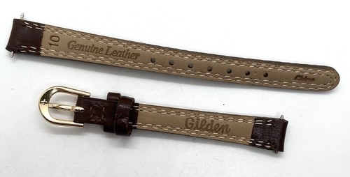 Nuovo cinturino orologio GILDEN pelle marrone sella vitello anse 10 mm con barre a molla cucite - Foto 8 di 8