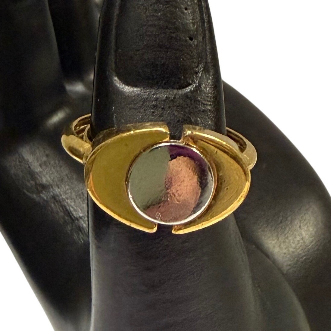 AVON Gold Silver Tone Statement Ring Geometric Ad… - image 1