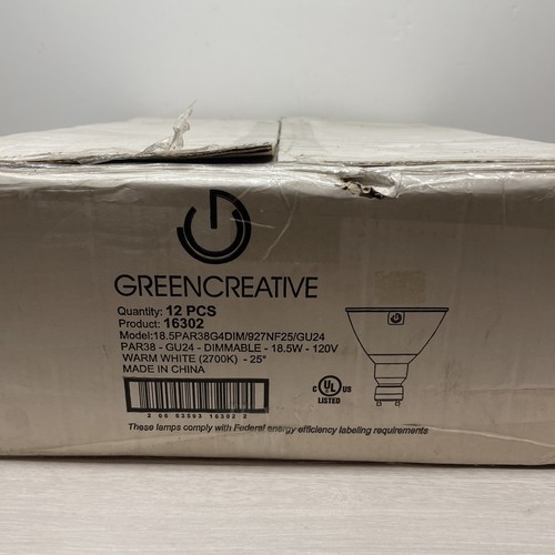 Green Creative Model 18.5PAR38DIM/927NF25/GU24 18.5 Watt Dimmable 120V Qty 12 - Picture 3 of 4