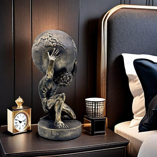 Estatuilla escultura estatua mundial de bronce de 10,5 pulgadas Atlas griego sosteniendo casa... - Imagen 3 de 9