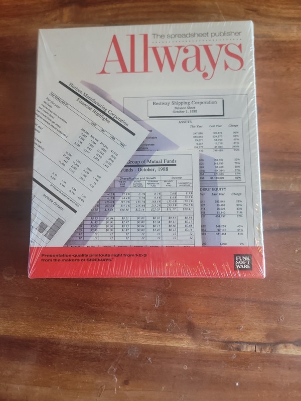 Allways Spreadsheet Publisher (PC, 1988) Factory Sealed