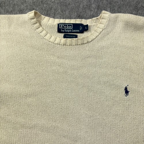 Polo Ralph Lauren Knit Sweater Mens Large Pony Classic Cotton Fisherman L - Picture 3 of 7