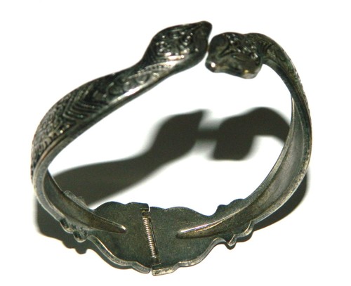 joli bracelet serpents en métal argenté vintage - Bild 2 von 3