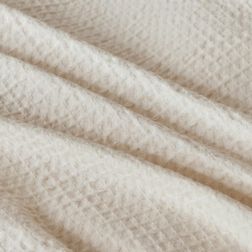 Cream Waffle Weave Duvet Cover King 100% Cotton 3 Pcs Set 1 Beige Textured - Picture 4 of 7
