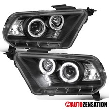 Fits 2010-2014 Ford Mustang Black Led Halo Projector Headlights Leftright 10-14