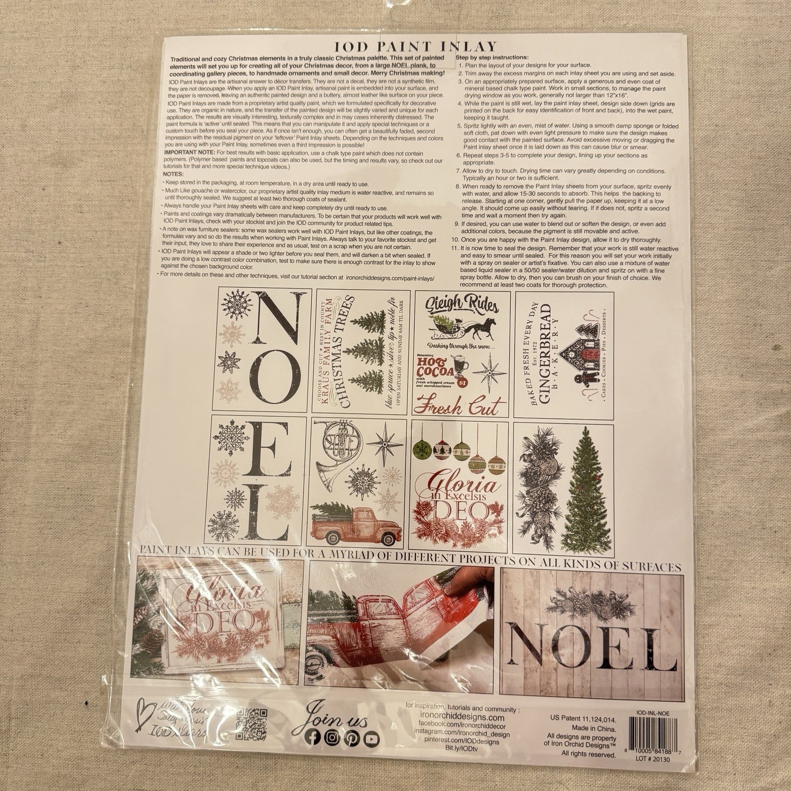 Iron Orchid designs IOD Paint Inlay (Noel) Eight 12 X 16 Sheets NEW