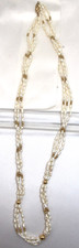 Vintage Triple Strand Fresh Water Pearl Necklace, 14k Gold Filled Hook Clasp 25"