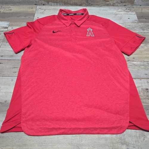 Nike Los Angeles Angels Shirt Herren Large Rot Kragen Polo Anaheim MLB