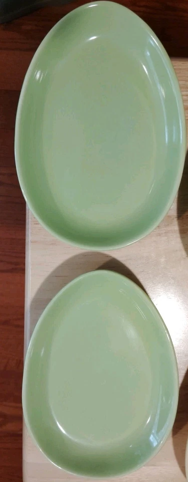 Juego de 8 platos de aperitivo en forma de huevo ovalados de caja y barril Pascua, amarillo, azul, verde Foto 3 de 4